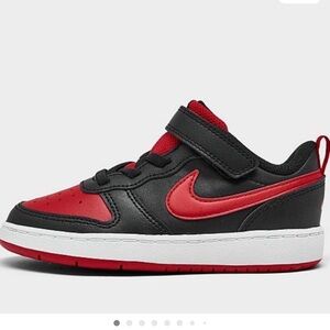 ✨ NIKE ✨ Little Boy’s Court Borough Red And Black Velcro Sneakers Size 12.5C